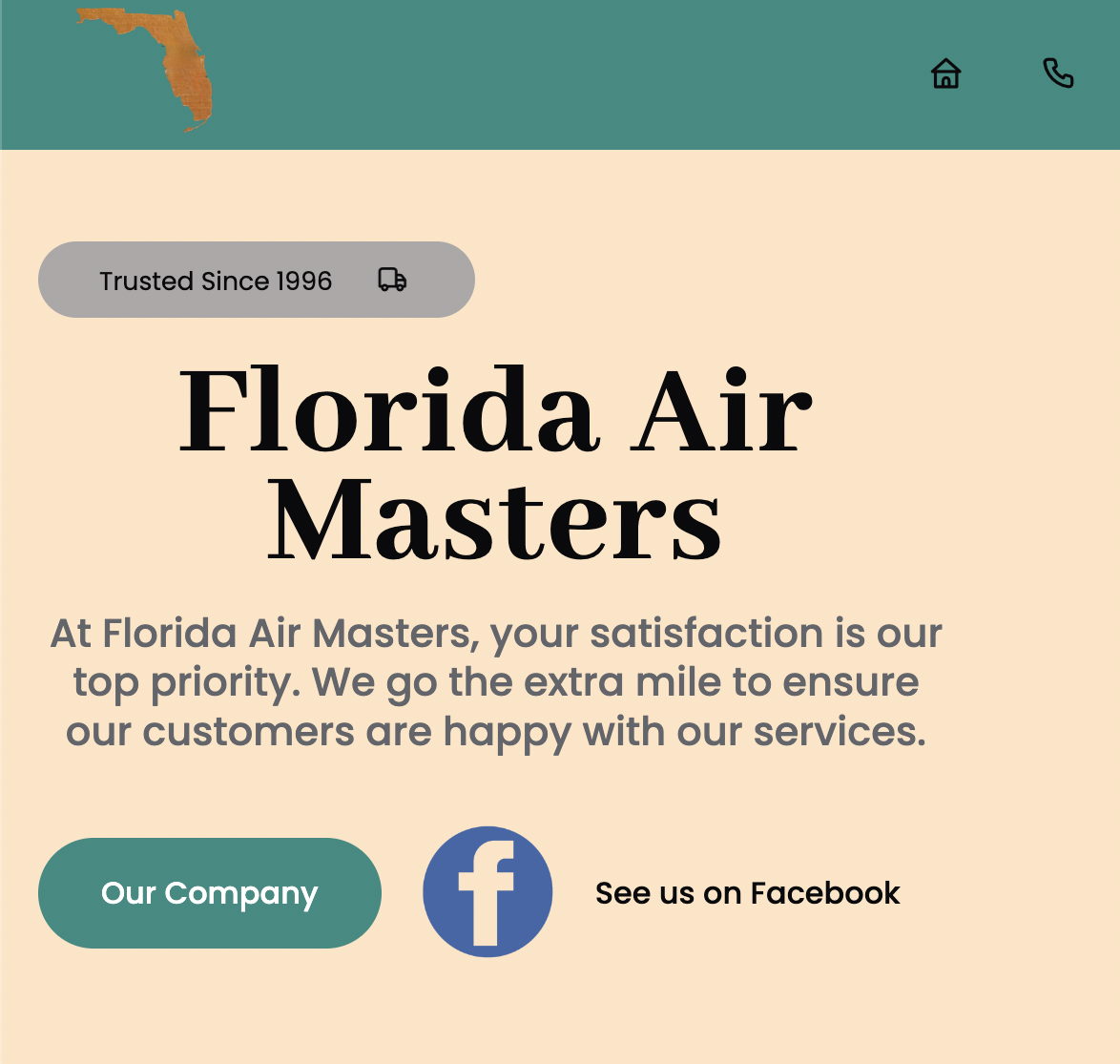 Screenshot of Florida Air Masters Website