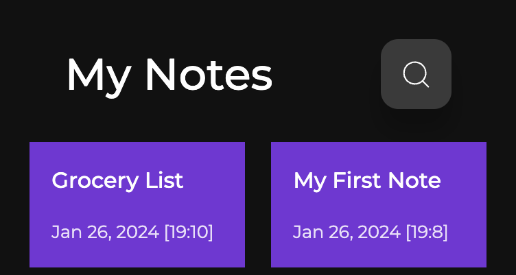 Screenshot of React Notes App